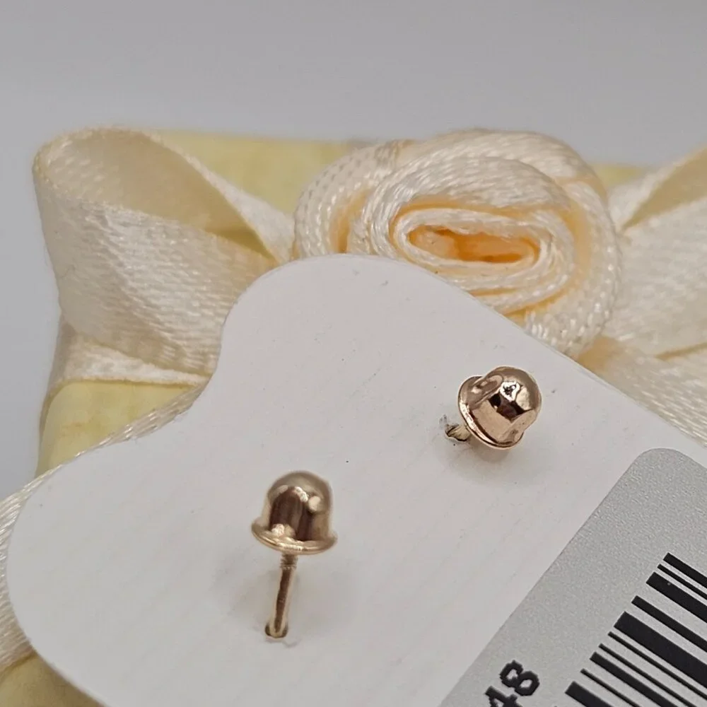 14KT Gold Ladybug Enamel Stud Screw Back Earrings 6mm